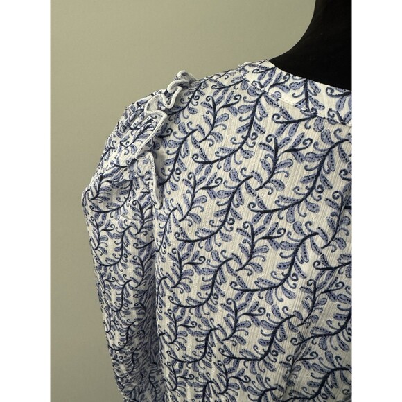 NWT LOFT Women's Classy Print Ruffle Shoulder Blouse sz S Career Summer MSRP $69 - Picture 7 of 15